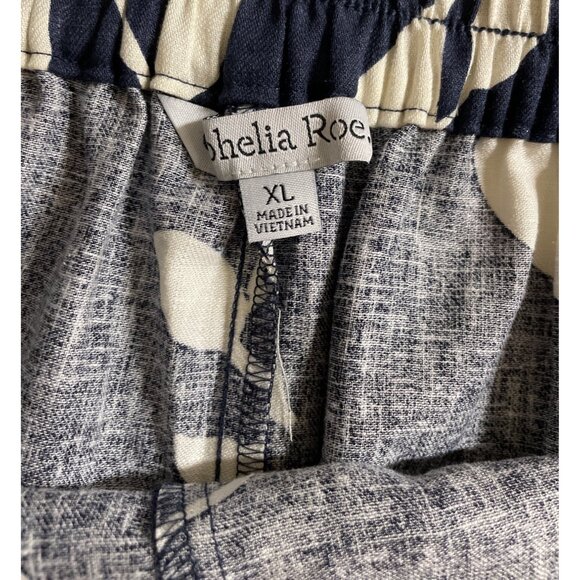 Ophelia Roe Womens XL Navy & White Floral Printed Shorts Pull On Linen Blend - Picture 9 of 11